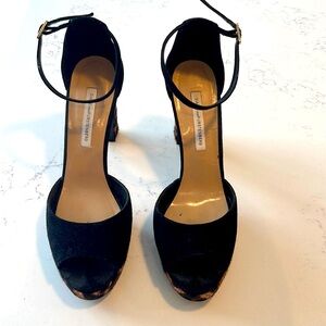 Diane von Furstenberg black and leopard platform